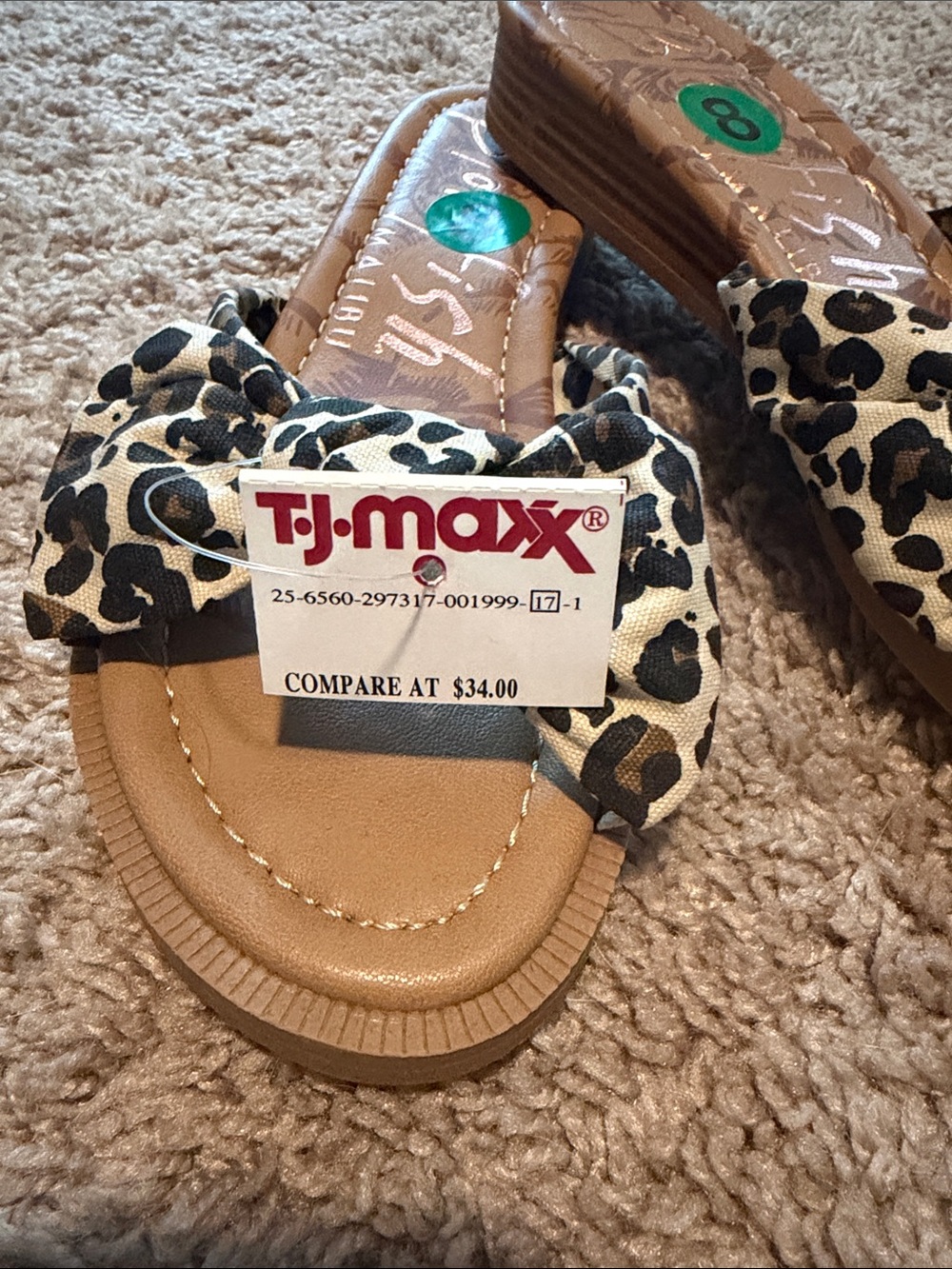 Blowfish Leopard Print Knot Slide Sandals - Black & Cream - Picture 2 of 5